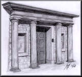 A Pencil drawing of an old doorway