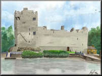 A watercolour painting of Ross castle