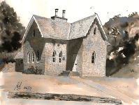 A Pen and Ink painting of Dunans Lodge