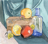 A Pen & Wash painting of Still Life