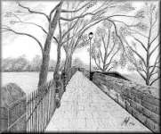 A Pencil drawing of part of the Castle Wall in Chester