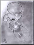 A Pencil drawing of a pair of Wine glasses