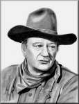 A Pencil drawing of John Wayne dressed as a cowboy
