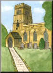 A watercolour painting of All Saints church