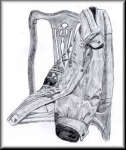 A Pencil drawing of a jacket hung over a chair