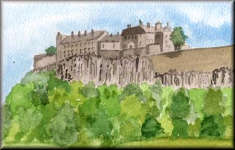 A watercolour painting of Stirling Castle