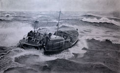 A pencil drawing of the Bridlington Lifeboat