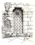 A Pen drawing of an old castle door