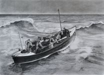 A pencil drawing of the Flamborough Lifeboat