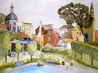 A Pen & Wash painting of Portmeirion