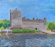 An Oil painting of Ross Castle