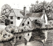 A Pen & Ink drawing of Willy Lotts Cottage