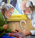 two men playing draughts