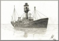 a pencil drawing of a lightship